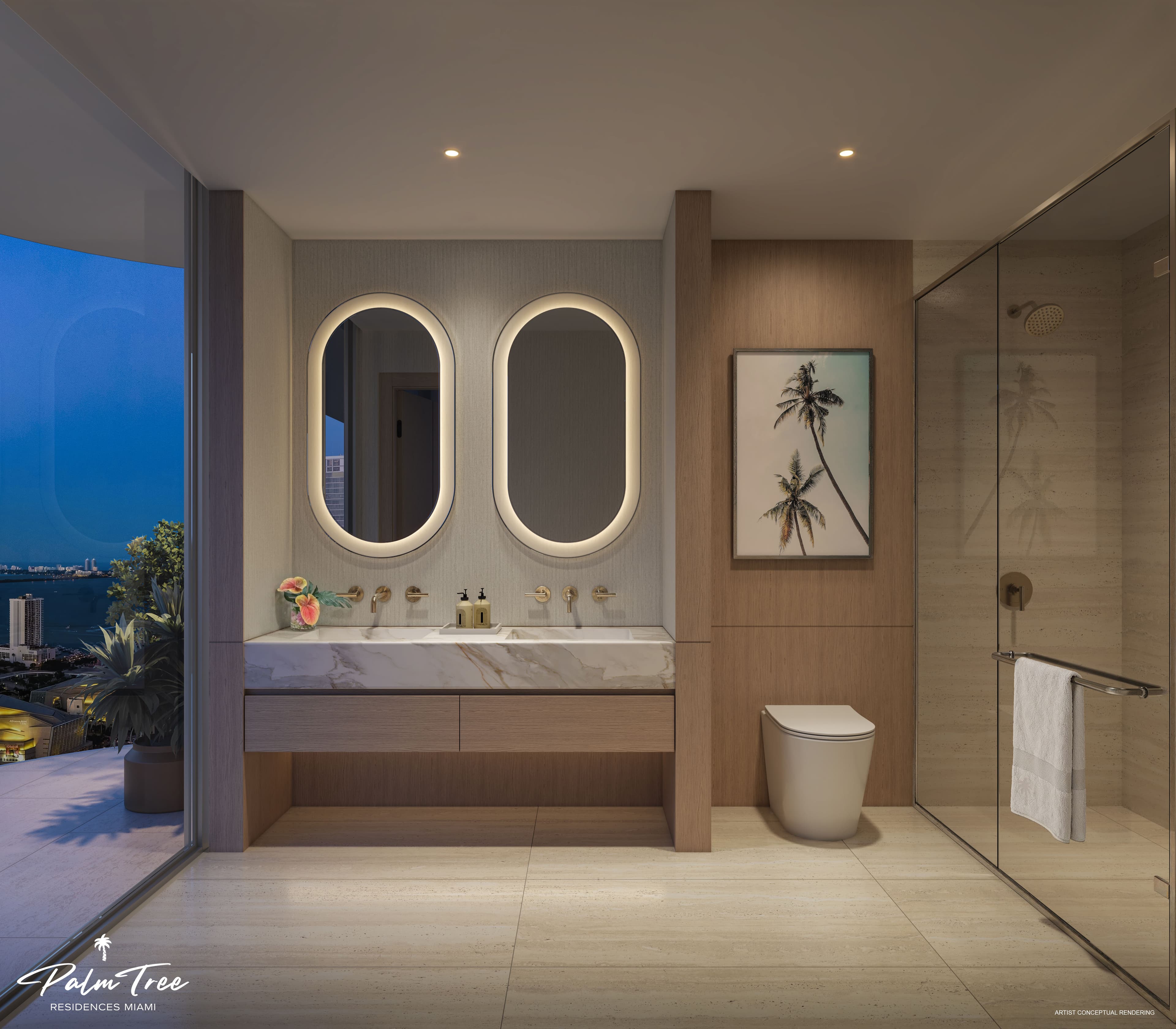 Palm Tree Residences Miami — spa-inspired bathroom with Waterworks fixtures