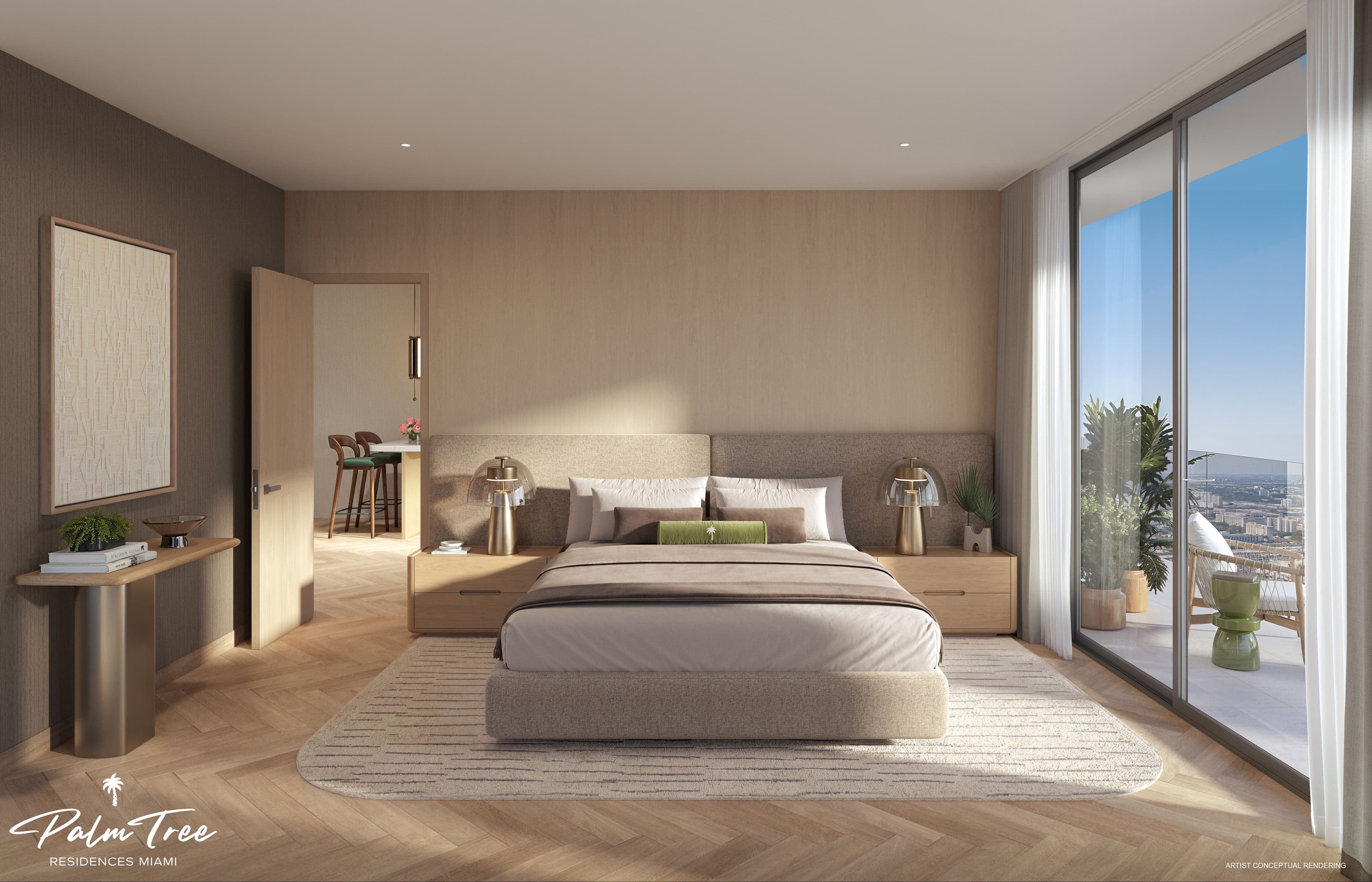 Palm Tree Residences Miami — furnished bedroom rendering